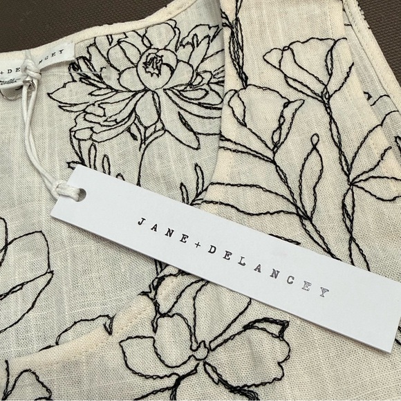 Jane + Delancey Linen Blend Tiered Dress Sleeveless Thin Floral Print NWT Medium - Picture 4 of 7